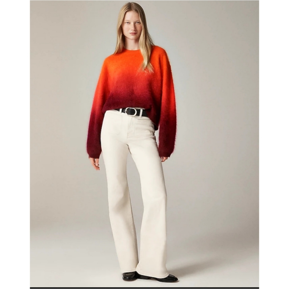 J.Crew Dip-Dyed Brushed Cashmere Crewneck Sweater - Picture 2 of 12